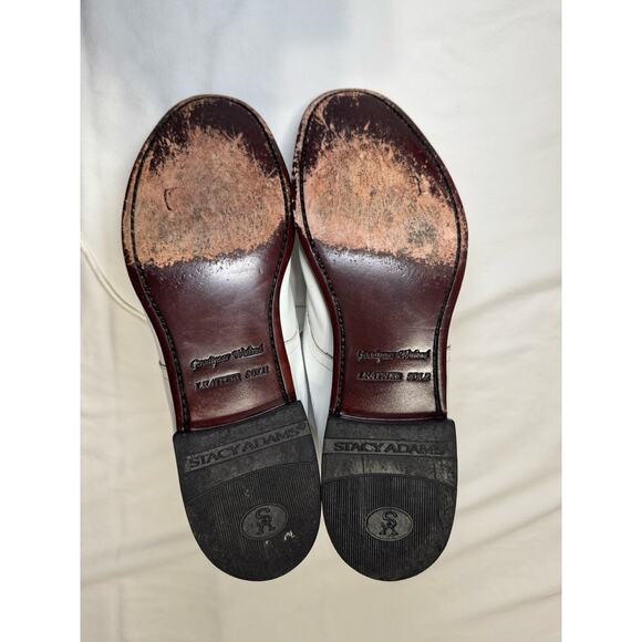 Stacy Adams White Leather Cap Toe Dress Boots Men’s 7.5D Lace Up Formal Vintage - Picture 5 of 10